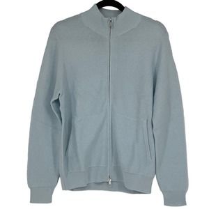 NEW! NAADAM Sz Medium Blue Cotton Cashmere Textured Zip Up Jacket $450 msrp J-18